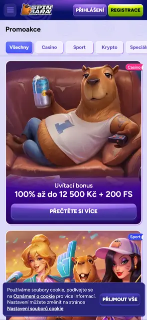Spinbara — přehled promoakcí s uvítacím bonusem